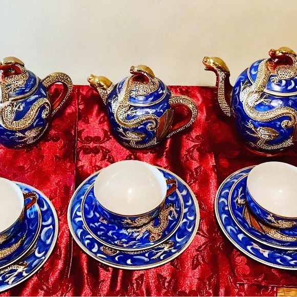 Rare Kutani Dragonware tea set with Geisha girl cups. - Picture 2 of 10